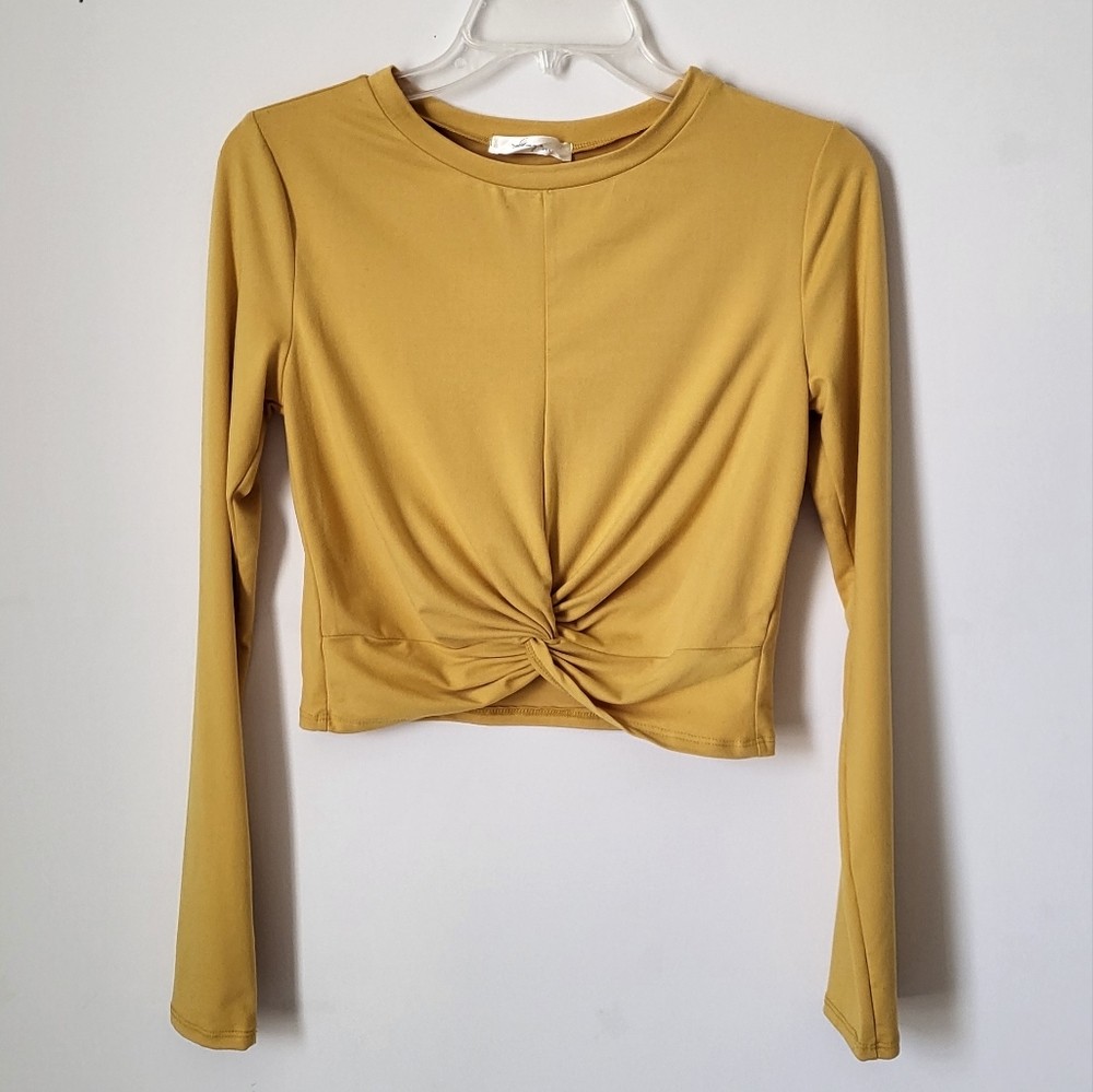 Gage USA Twist-Front Crop Top Yellow
